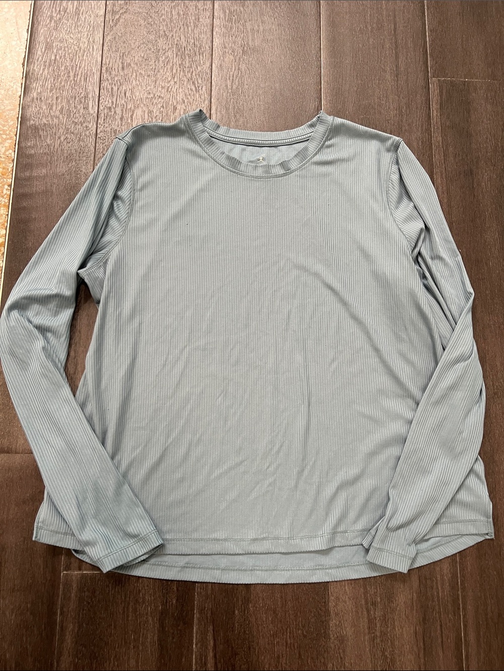 women’s Long Sleeve Ribbed Crewneck Shirt - Light Blue